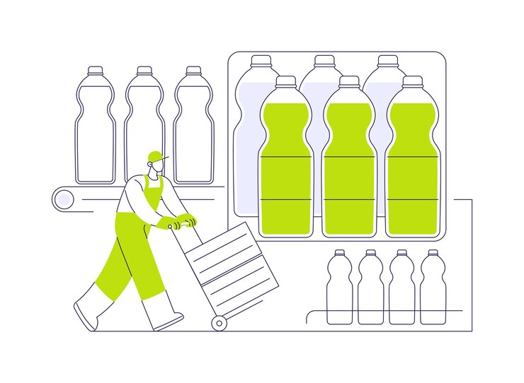 Vector ilustración vectorial del concepto abstracto de envasado de refrescos