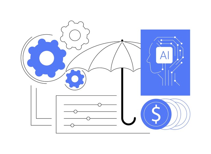 Vector ilustración vectorial del concepto abstracto de las estrategias de reaseguro optimizadas por ai