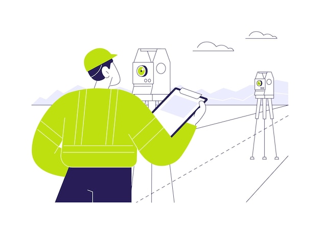 Ilustración vectorial del concepto abstracto del estudio del sitio de construcción de carreteras