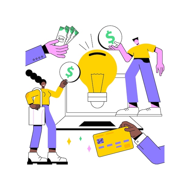 Ilustración vectorial del concepto abstracto de financiación colectiva