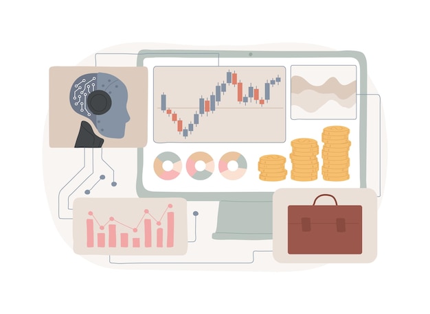 Ilustración vectorial del concepto abstracto de gestión de carteras de inversión optimizadas por IA