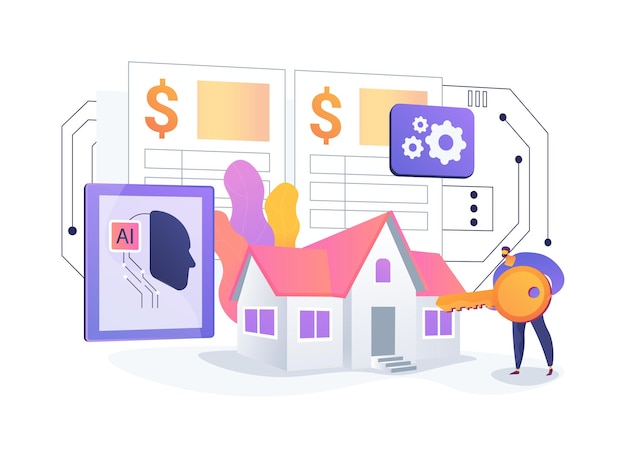 Ilustración vectorial del concepto abstracto de gestión inmobiliaria automatizada