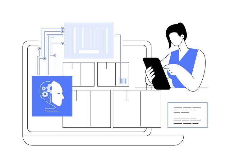 Vector ilustración vectorial del concepto abstracto de gestión de inventarios con aipowered