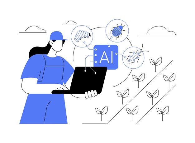 Ilustración vectorial del concepto abstracto de gestión de plagas AIPredictiva