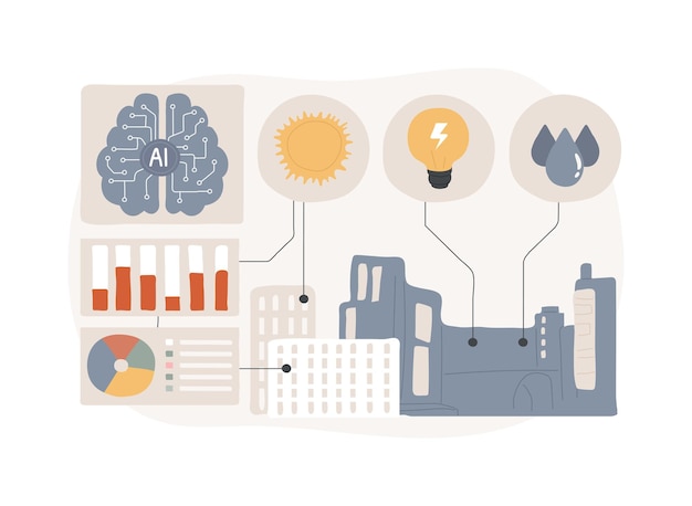 Ilustración vectorial del concepto abstracto de gestión de recursos de AIPowered