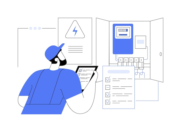 Ilustración vectorial del concepto abstracto de inspección eléctrica