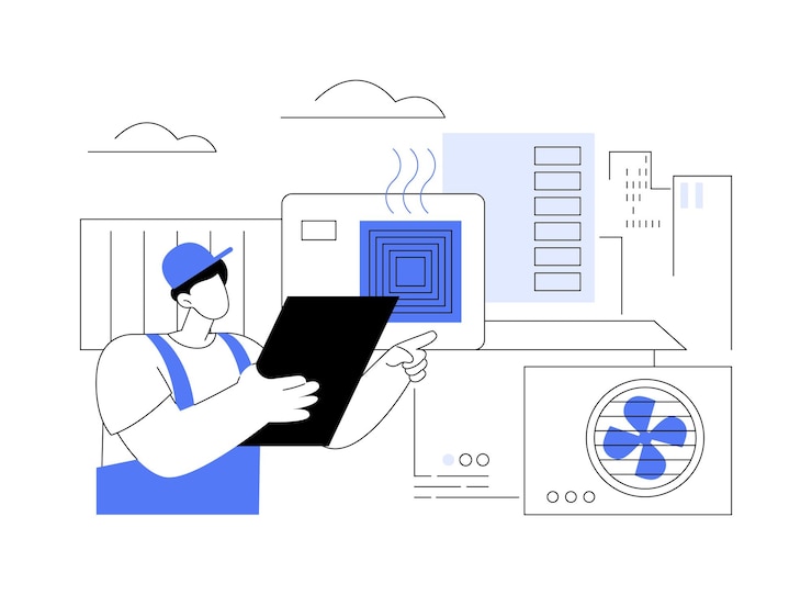 Vector ilustración vectorial del concepto abstracto de inspección hvac