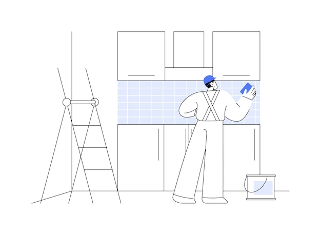 Ilustración vectorial del concepto abstracto de la instalación de backsplash