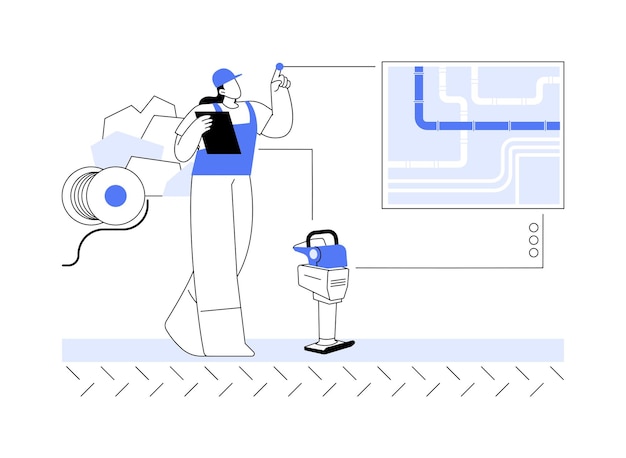 Ilustración vectorial de concepto abstracto de mapeo de servicios públicos subterráneos
