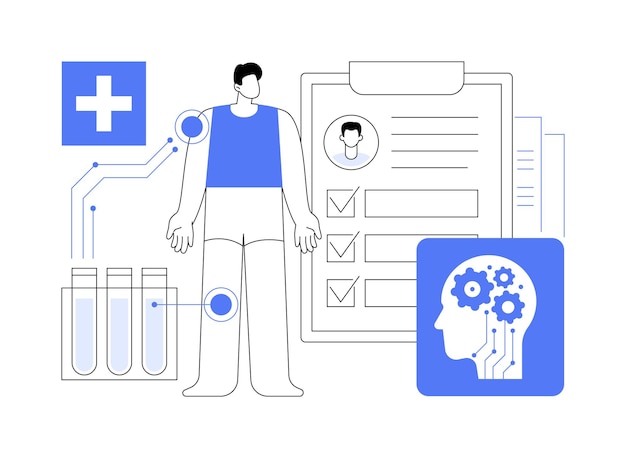 Ilustración vectorial de concepto abstracto de prevención de lesiones optimizada por AI