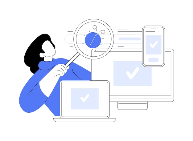 Ilustración vectorial de concepto abstracto de pruebas multiplataforma