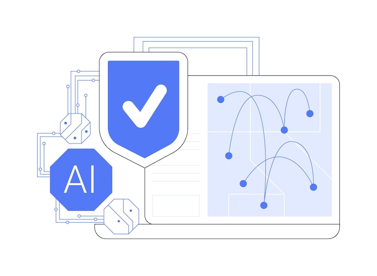 Vector ilustración vectorial del concepto abstracto de seguridad de aipowered grid