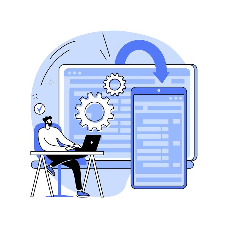 Vector ilustración vectorial de concepto abstracto de software multiplataforma