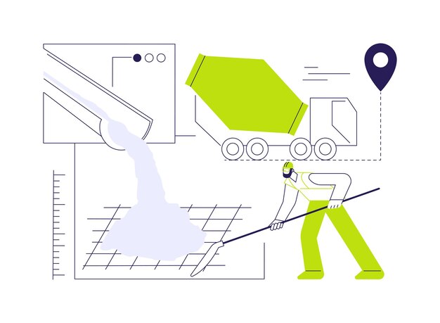 Ilustración vectorial de concepto abstracto de vertido de hormigón