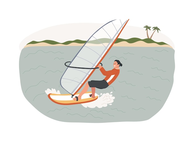 Ilustración vectorial de concepto aislado de windsurf