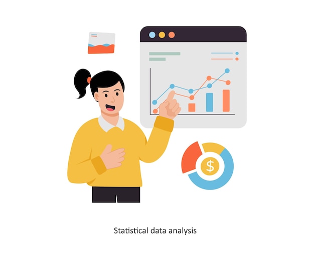 Ilustración vectorial del concepto de análisis de datos estadísticos Análisis de datos aislados En fondo blanco