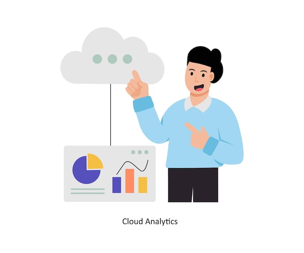 Ilustración vectorial del concepto de análisis de nubes Análisis de datos aislados En fondo blanco