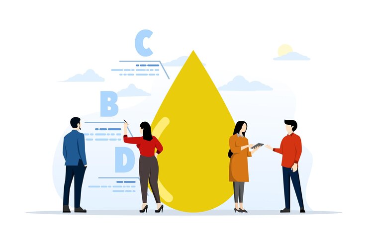 Vector ilustración vectorial del concepto de los beneficios del aceite de cbd o el uso médico del aceite