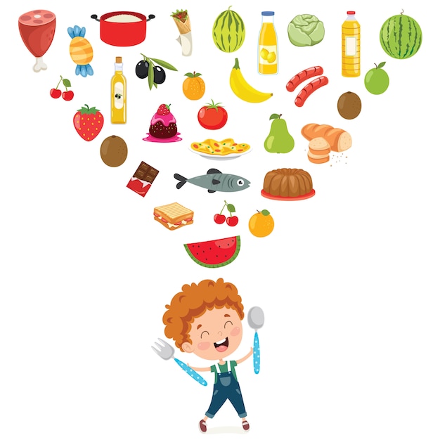 Ilustración vectorial del concepto de comida para niños