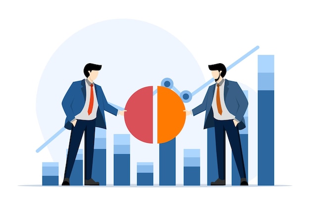 ilustración vectorial del concepto de competidores comerciales luchando o luchando por más ventas