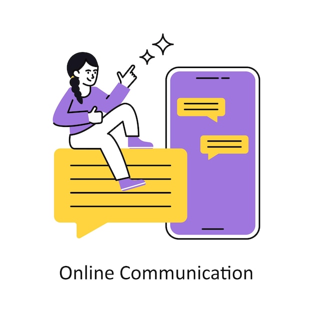Ilustración vectorial del concepto de comunicación en línea aislada en fondo blanco