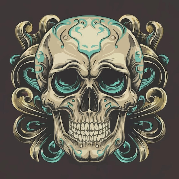 Ilustración vectorial del concepto de cráneo humano vintage