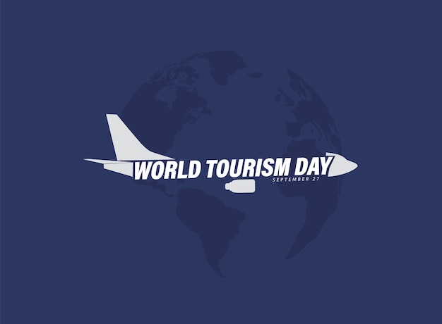 Ilustración vectorial del concepto del Día Mundial del Turismo. Antecedentes del concepto de viajes en avión.