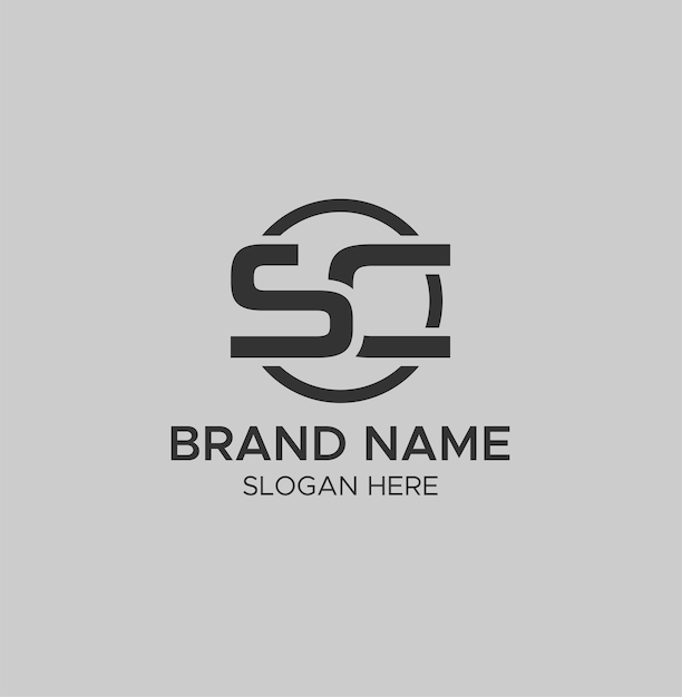 Ilustración vectorial del concepto de diseño de logotipo mínimo del monograma SC