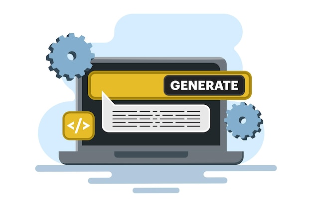 Ilustración vectorial Concepto de entrenamiento de modelos generativos de IA utilizando grandes datos en el aprendizaje automático