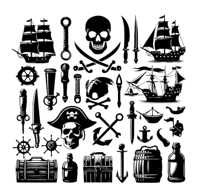 Ilustración vectorial del concepto de equipo de piratas