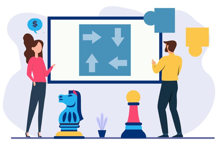Vector ilustración vectorial del concepto de la estrategia de construcción
