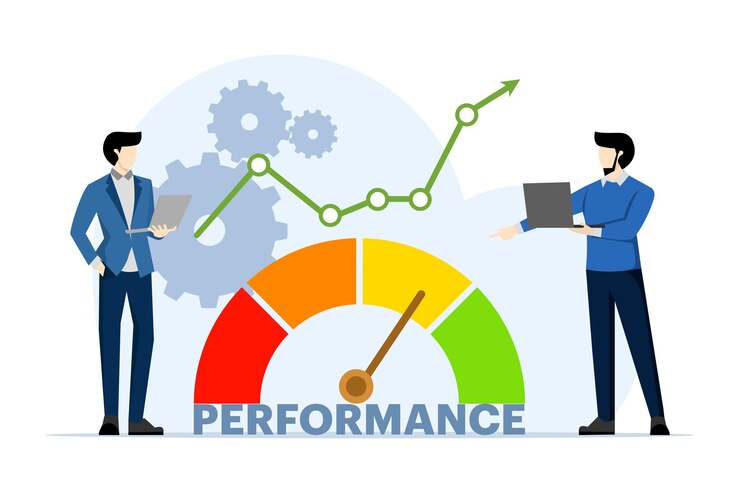 Vector ilustración vectorial del concepto de evaluación del rendimiento o de retroalimentación del cliente