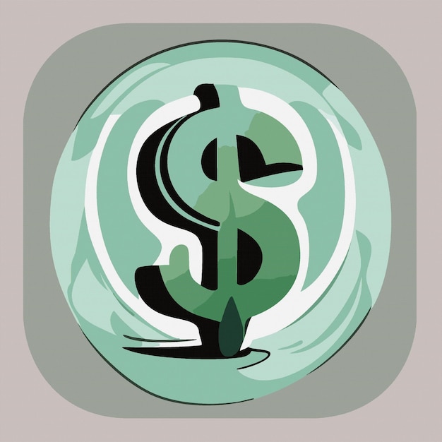 Vector ilustración vectorial del concepto financiero de pago de dinero con el signo verde de dólar estadounidense en círculo