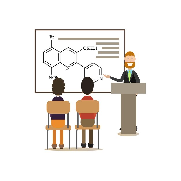 Vector ilustración vectorial del concepto de la gente de la ciencia en estilo plano