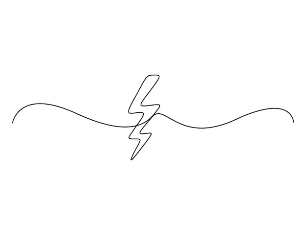 Ilustración vectorial del concepto de icono de electricidad de energía continua de una línea de relámpago