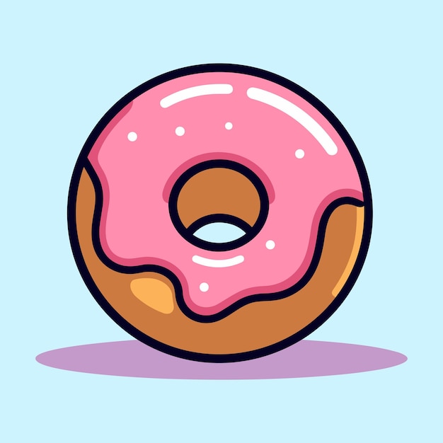 Ilustración vectorial del concepto de icono de objeto de comida de dibujos animados de donut plano aislado