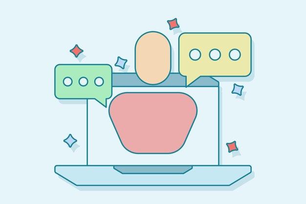 Ilustración vectorial Concepto de icono de webinar en vivo o dibujos animados de capacitación en línea en un fondo aislado