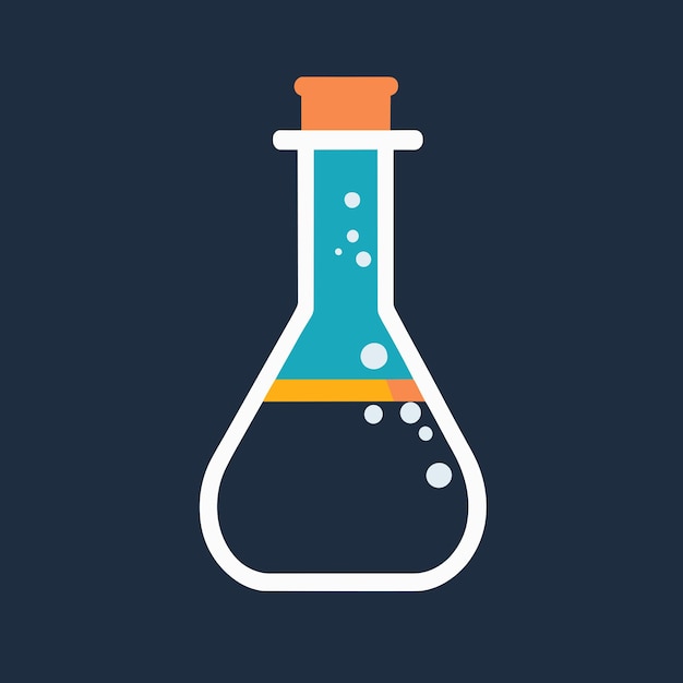 Ilustración vectorial del concepto de laboratorio científico de la botella de química