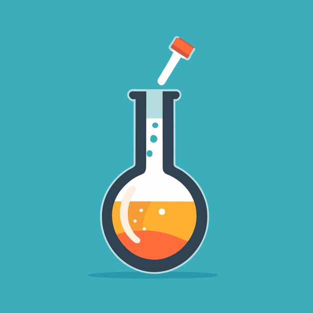 Ilustración vectorial del concepto de laboratorio científico de la botella de química