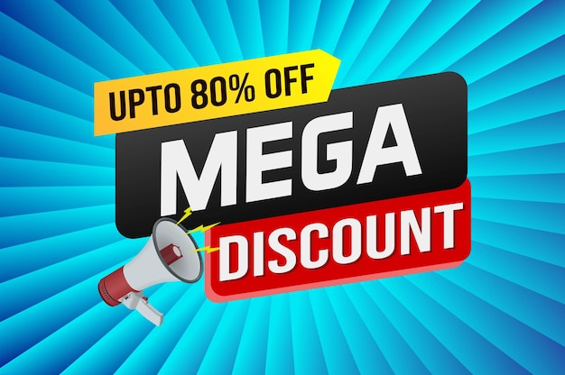 Ilustración vectorial de concepto de mega palabra de venta y plantilla de página de aterrizaje de estilo 3D ui aplicación móvil web