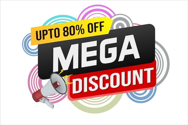 Ilustración vectorial de concepto de mega palabra de venta y plantilla de página de aterrizaje de estilo 3D ui aplicación móvil web
