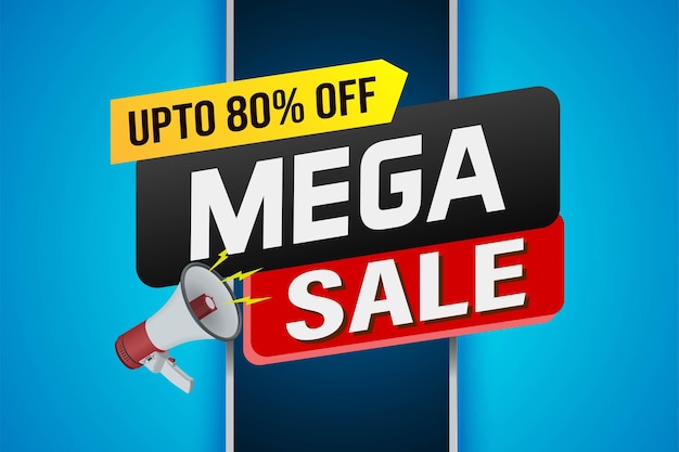 Ilustración vectorial de concepto de mega palabra de venta y plantilla de página de aterrizaje de estilo 3D ui web mobile ap5