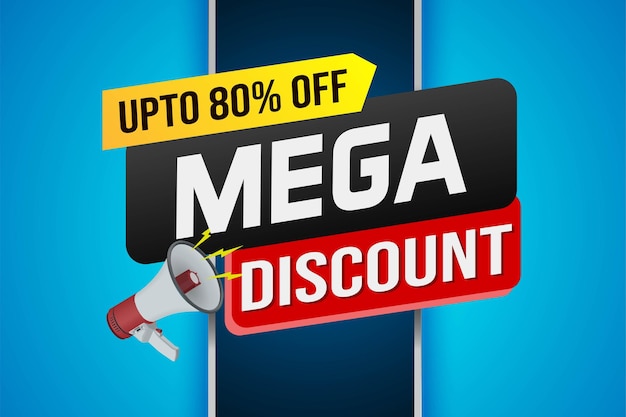 Ilustración vectorial de concepto de mega venta de palabras y plantilla de página de aterrizaje de estilo 3D ui aplicación móvil web