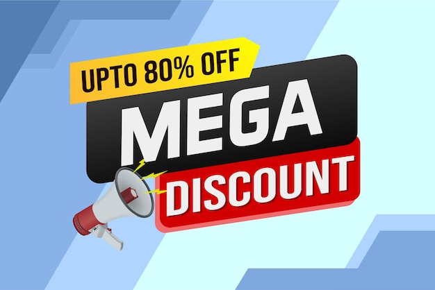 Ilustración vectorial de concepto de mega venta de palabras y plantilla de página de aterrizaje de estilo 3D ui aplicación móvil web