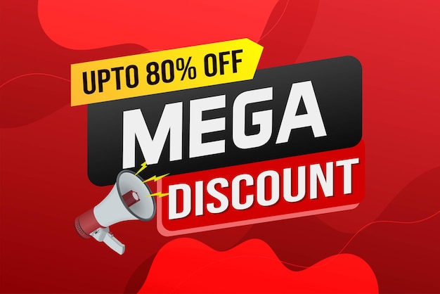 Ilustración vectorial de concepto de mega venta de palabras y plantilla de página de aterrizaje de estilo 3D ui aplicación móvil web