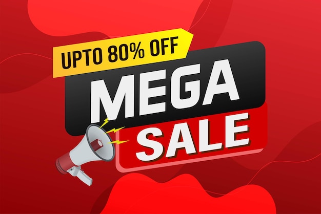 Ilustración vectorial de concepto de mega venta de palabras y plantilla de página de aterrizaje de estilo 3D ui aplicación móvil web