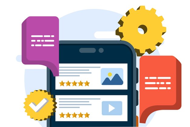 Ilustración vectorial Concepto de monitoreo de gestión de reseñas o análisis de reseñas de clientes