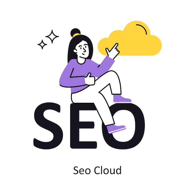 Ilustración vectorial del concepto de nube Seo aislada en fondo blanco