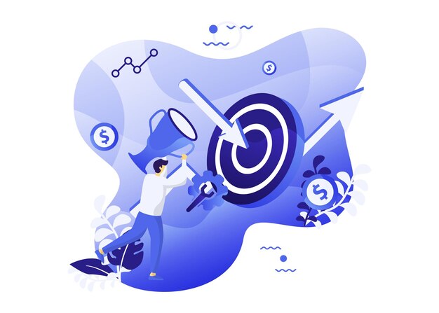 Ilustración vectorial concepto de objetivo empresarial estilo plano