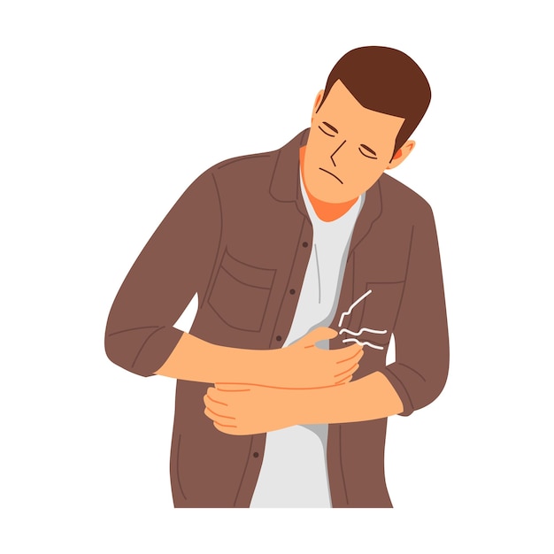 Ilustración vectorial del concepto de persona con dolor de estómago